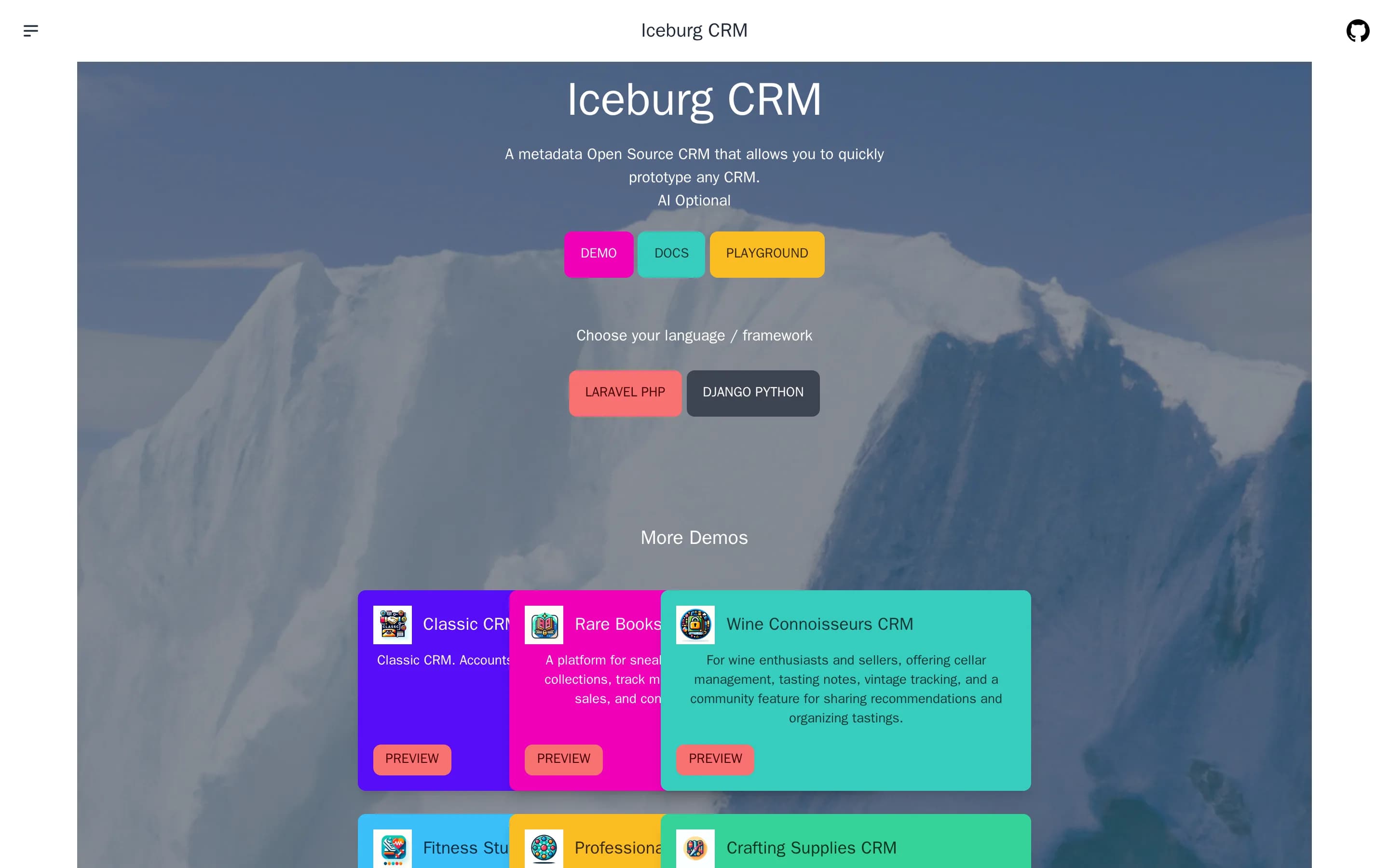 Iceburgcrm website screenshot Iceburgcrm website screenshot