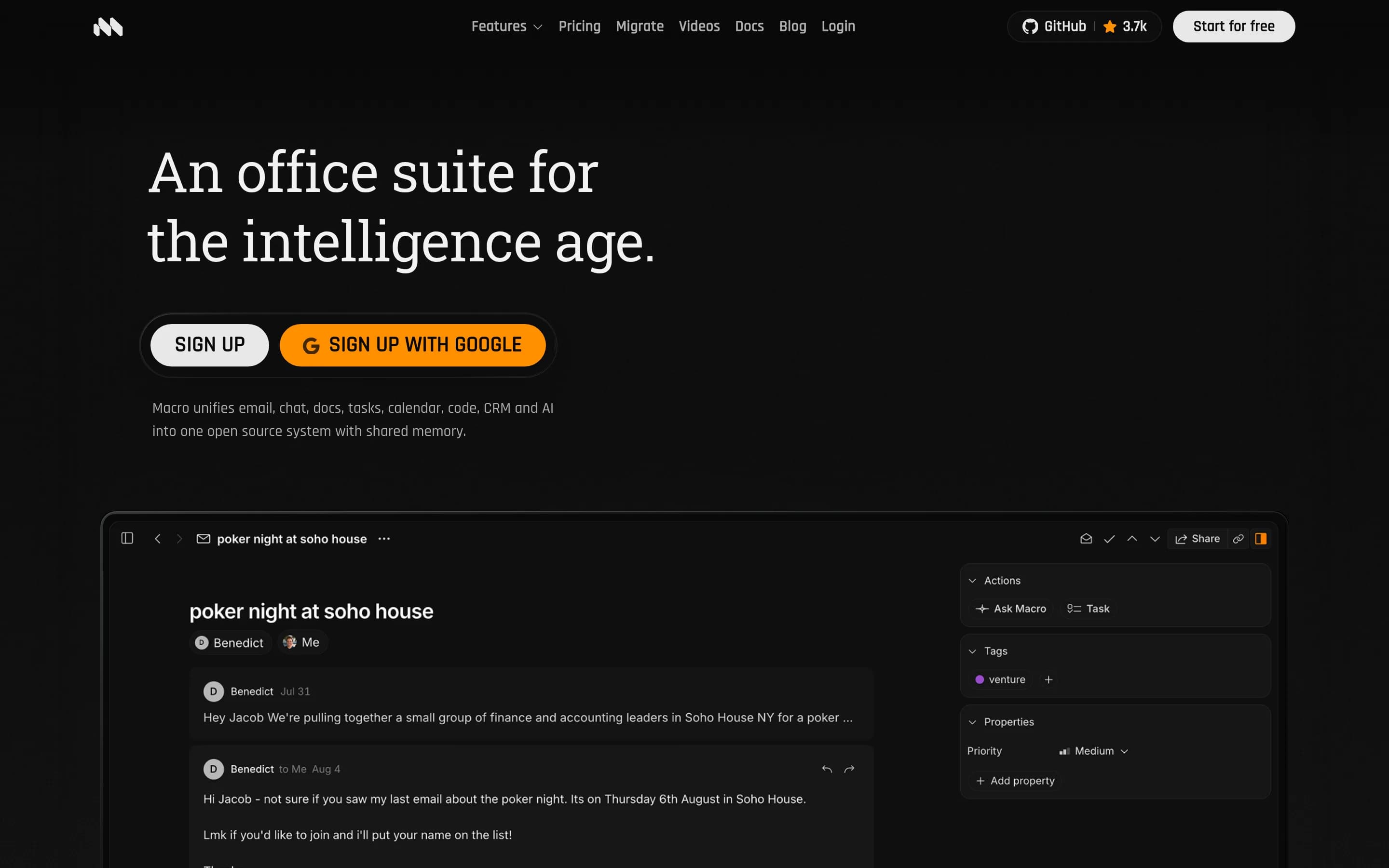 Macro website screenshot Macro website screenshot